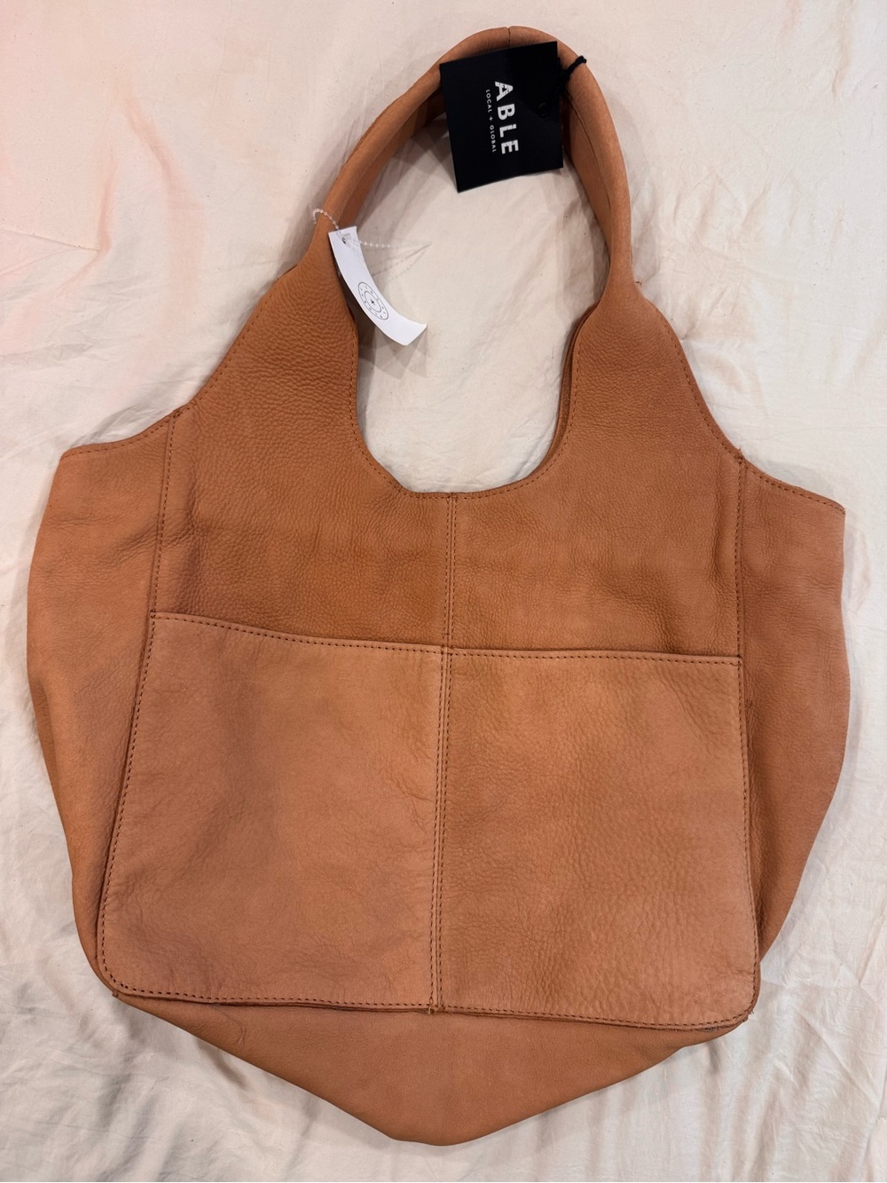 ABLE Cognac Leather Shoulder Bag
